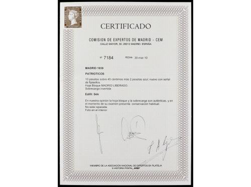 * ESPAÑA E. LOCALES PATRIOTICAS: MADRID. Ed. 54E. HOJA BLOQU