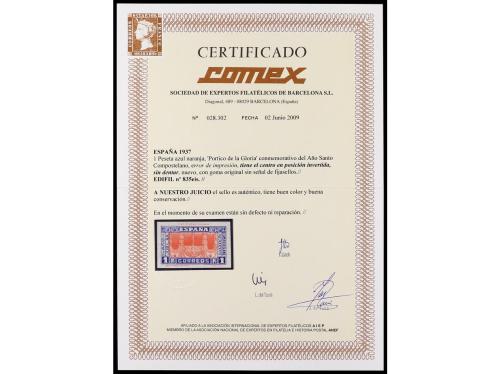 ** ESPAÑA. Ed. 835eis. 1 pta. azul y naranja CENTRO INVERTID