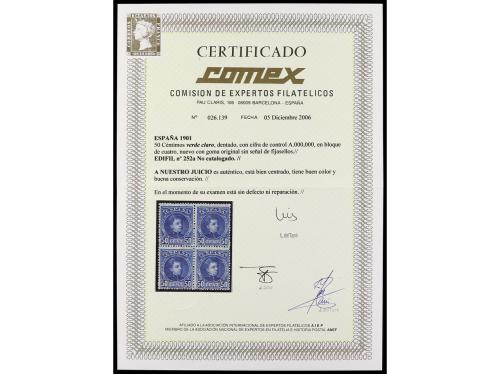 ** ESPAÑA. Ed. 252a (4). 50 cts. verde claro. Bloque de cuat