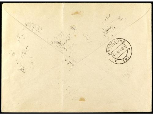✉ ESPAÑA. Ed. 789/90. 1938. MADRID a BARCELONA. Sello más bl