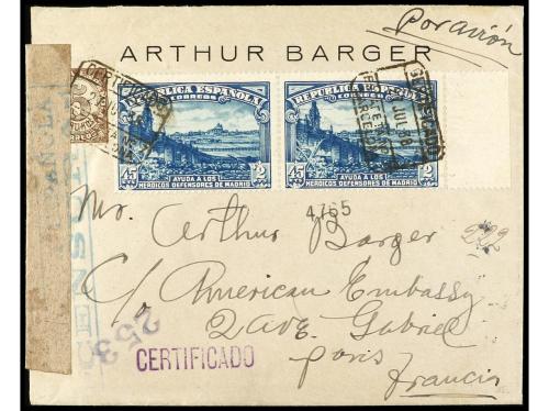 ✉ ESPAÑA. Ed. 757 (2), 763 (4). 1938. BARCELONA a FRANCIA. 4