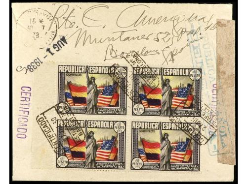 ✉ ESPAÑA. Ed. 757 (2), 763 (4). 1938. BARCELONA a FRANCIA. 4