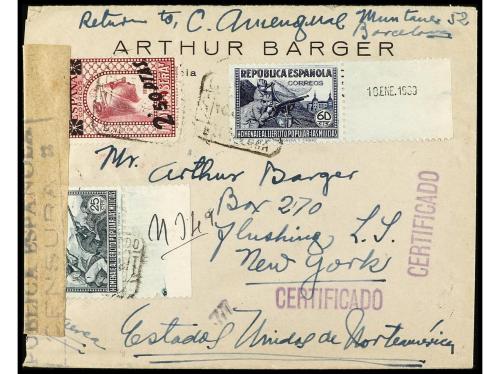 ✉ ESPAÑA. Ed. 764, 794, 796, 791. 1939. BARCELONA a NEW YORK