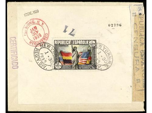 ✉ ESPAÑA. Ed. 764, 794, 796, 791. 1939. BARCELONA a NEW YORK