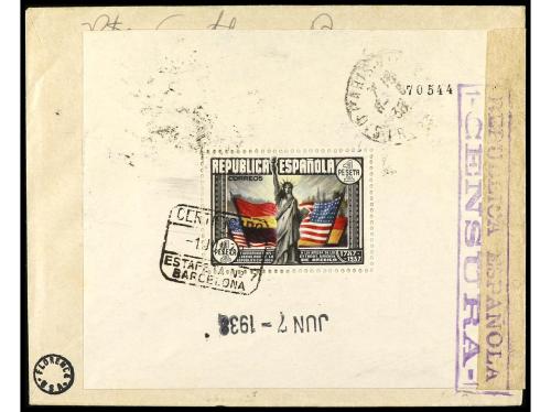 ✉ ESPAÑA. Ed. 757, 764. 1938. BARCELONA a FRANCIA. 45 + 2 pt