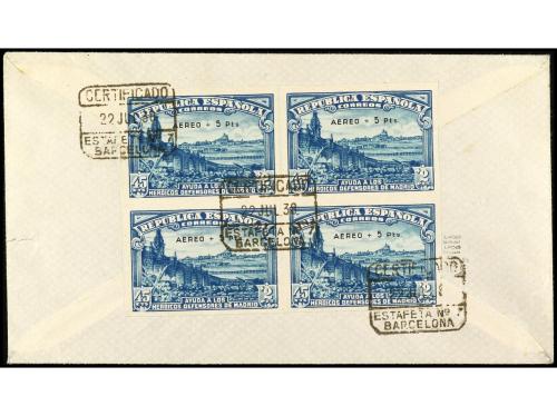 ✉ ESPAÑA. Ed. 759s (4). 1938. BARCELONA a MADRID. Circulada 