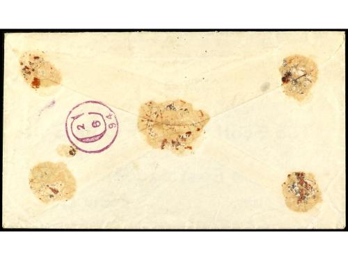 ✉ ESPAÑA. Ed. 215, 217 (2), 220, 221, 225. 1894. CÁDIZ a NEW