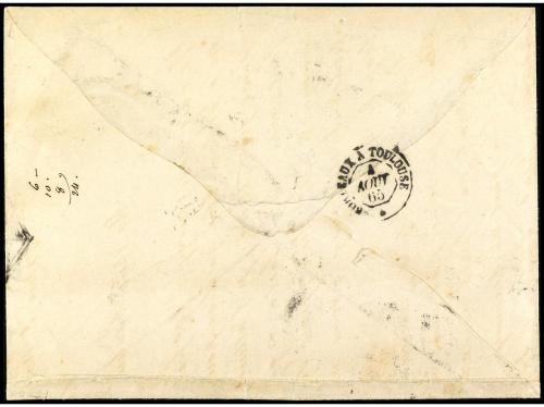 ✉ ESPAÑA. Ed. 76 (2). 1865. MADRID a FRANCIA. 12 cuartos azu