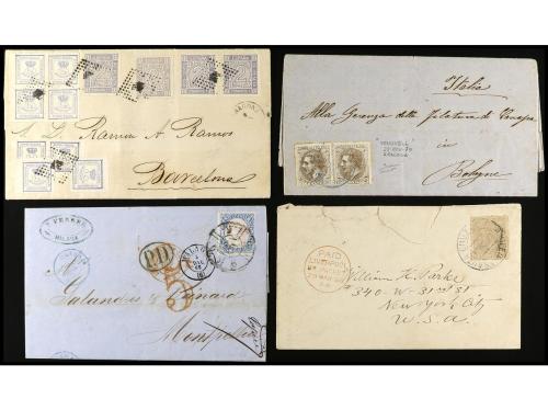 ✉ ESPAÑA. 1860-1880. Conjunto de cartas con diversos franque