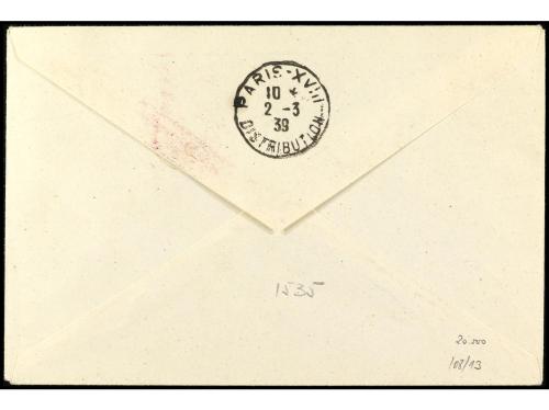 ✉ COLONIAS ESPAÑOLAS: TANGER. Ed. 108/13. 1939. TÁNGER a PAR