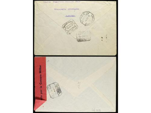 ✉ MARRUECOS. 1936-37. Dos cartas certificadas, preciosos fra