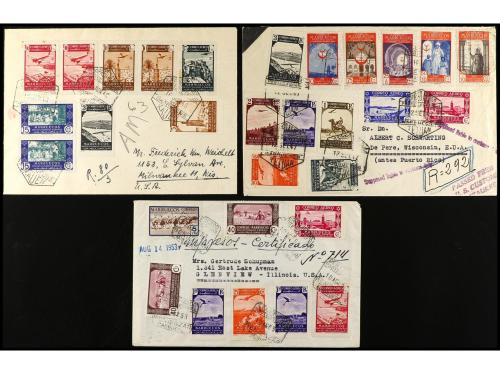 ✉ ESPAÑA. 1928-1955. Conjunto de 16 cartas con diversos fran