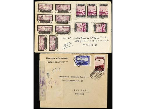 ✉ ESPAÑA. 1928-1955. Conjunto de 16 cartas con diversos fran