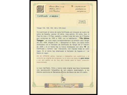 ✉ COLONIAS ESPAÑOLAS: TANGER. 1938-39. Conjunto de cartas co