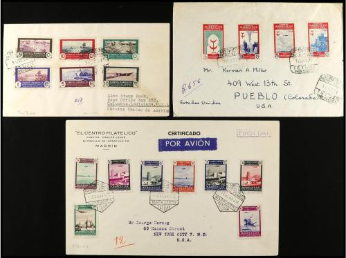 ✉ COLONIAS ESPAÑOLAS: MARRUECOS. 1937-51. Conjunto de 7 cart