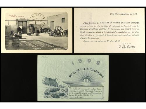 ✉ COLONIAS ESPAÑOLAS: RIO DE ORO. 1909-10. Tres tarjetas pos