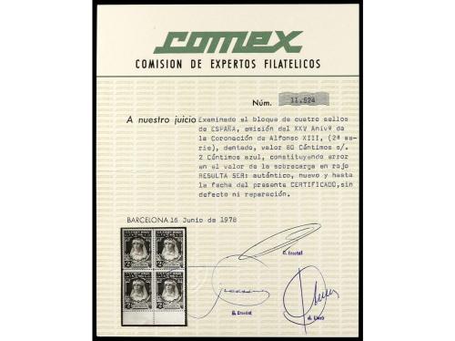 ** ESPAÑA. Ed. 382hz. 80 cts. s. 2 cts. azul celeste. Bloque