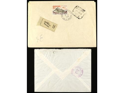 ✉ ANDORRA: ANDORRA FRANCESA. 1950-61. 2 cartas, preciosos fr