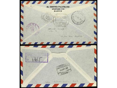 ✉ COLONIAS ESPAÑOLAS: GUINEA. Ed. 298/304. 1951. 2 cartas ci