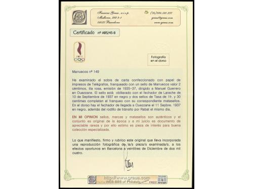 ✉ COLONIAS ESPAÑOLAS: MARRUECOS. Ed. 149. 1937. LARACHE a OR