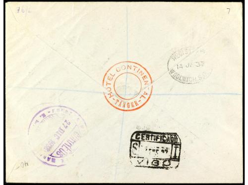 ✉ COLONIAS ESPAÑOLAS: TANGER. 1937. TETUÁN a LONDRES. Circul
