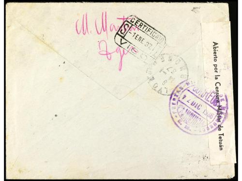 ✉ COLONIAS ESPAÑOLAS: TANGER. 1937. TETUÁN a FRANCIA. Circul