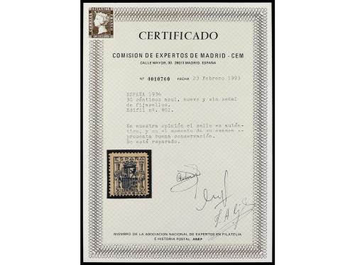 ** ESPAÑA. Ed. 801. 30 cts. azul. Buen ejemplar. Cat. 1.200&euro;