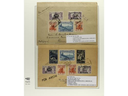 ✉ ESPAÑA. Ed. 757, 758. 1938. Conjunto de 13 cartas con dive