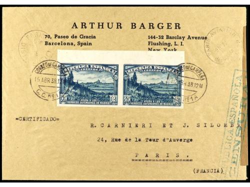 ✉ ESPAÑA. Ed. 757s (2), 758. 1938. Circulada desde el frente