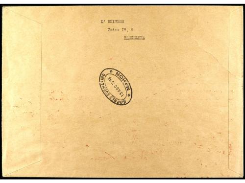 ✉ ESPAÑA. Ed. 757, 773/74. 1938. BARCELONA a MAHÓN. 45 cts. 