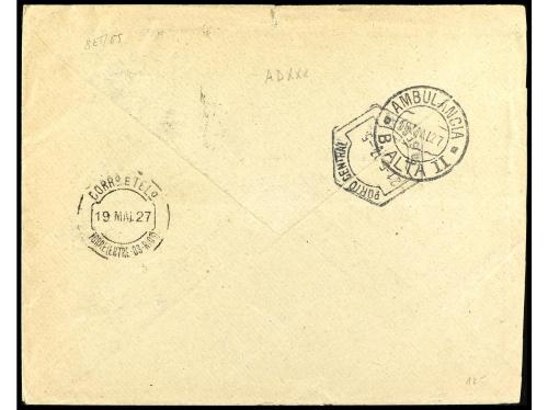 ✉ ESPAÑA. Ed. 352, 375, 376. 1927. MADRID a PORTUGAL. 25 cts