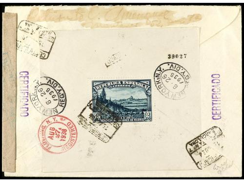 ✉ ESPAÑA. Ed. 758a, 765. 1938. BARCELONA a NEW YORK. Aéreo +