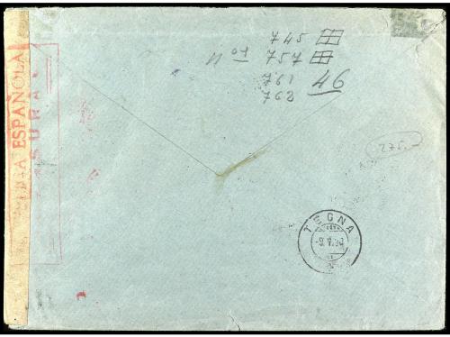 ✉ ESPAÑA. Ed. 757 (4), 745 (4), 761/62. 1938. BARCELONA a SU