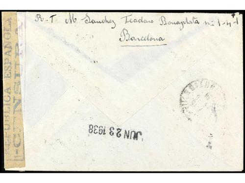 ✉ ESPAÑA. Ed. 757, 672 (5), 681. 1938. BARCELONA a PARÍS. Ca