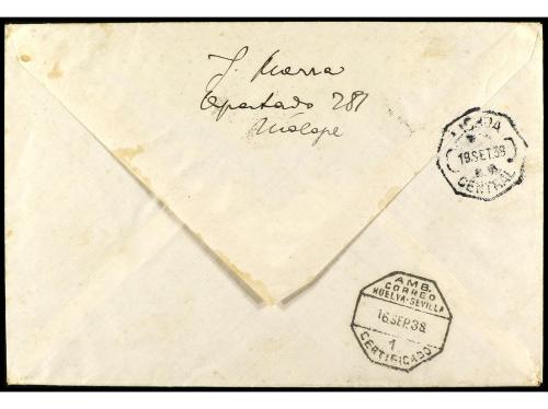 ✉ ESPAÑA E. LOCALES PATRIOTICAS: HUEVAR. Ed. 9, 12. 1937. HU