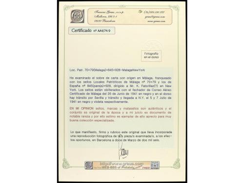 ✉ ESPAÑA E. LOCALES PATRIOTICAS: MALAGA. Ed. 70, 79. 1941. M