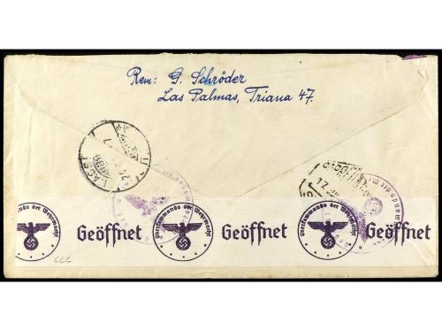✉ ESPAÑA. Ed. 904/13. 1940. LAS PALMAS a ALEMANIA. Serie com