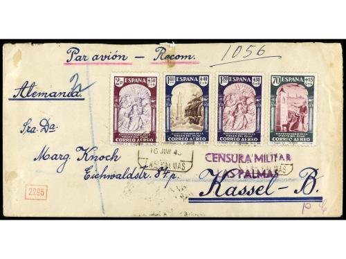 ✉ ESPAÑA. Ed. 904/13. 1940. LAS PALMAS a ALEMANIA. Serie com