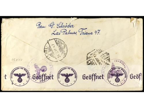 ✉ ESPAÑA. Ed. 904/13. 1940. LAS PALMAS a ALEMANIA. Serie com