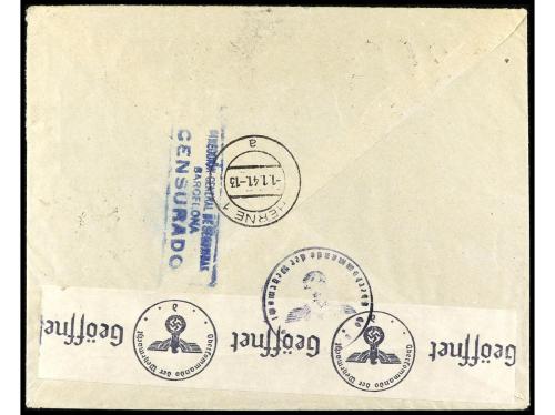 ✉ ESPAÑA. Ed. 896, 885, 936/39. 1940. BARCELONA a ALEMANIA. 