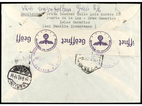 ✉ ESPAÑA. Ed. 908, 912. 1940. PUERTO DE LA LUZ (Canarias) a 