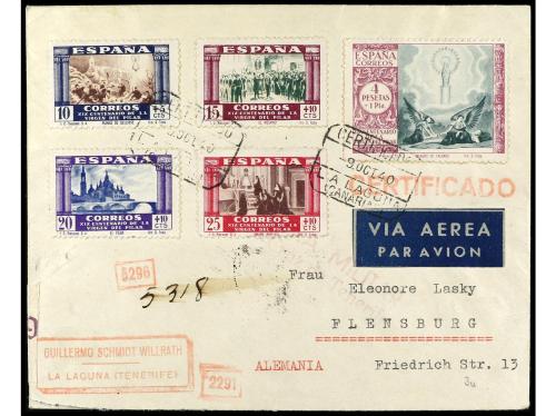 ✉ ESPAÑA. Ed. 889/903. 1940. LA LAGUNA (Canarias) a ALEMANIA