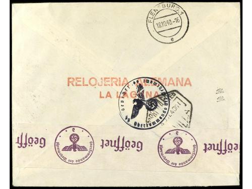 ✉ ESPAÑA. Ed. 889/903. 1940. LA LAGUNA (Canarias) a ALEMANIA