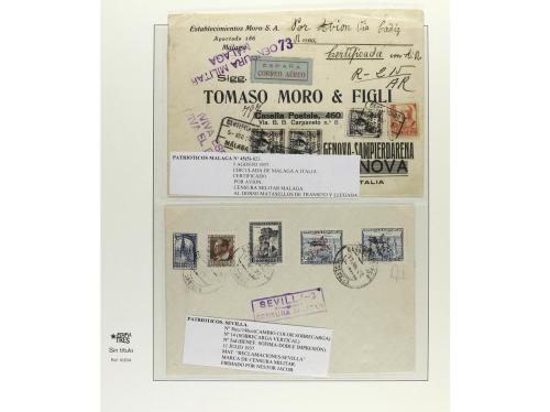 ✉ ESPAÑA E. LOCALES PATRIOTICAS. 1937-39. Conjunto de 12 car
