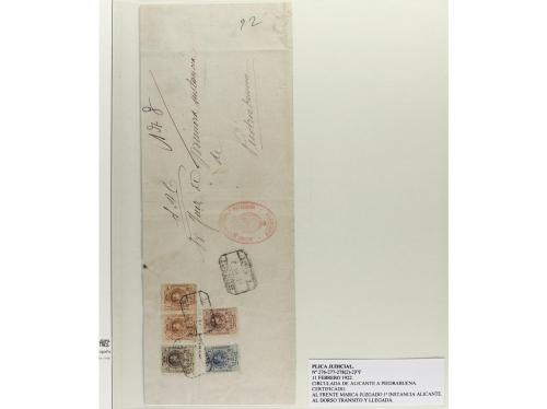 ✉ ESPAÑA. 1909-22. ALFONSO XIII. MEDALLÓN. Conjunto de 24 ca