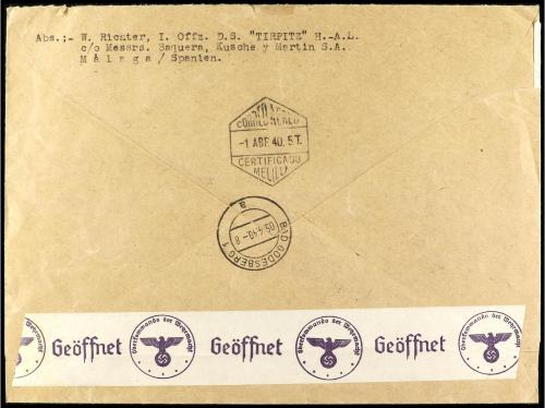 ✉ ESPAÑA. Ed. 889/93, 872, 922/25. 1940. MÁLAGA a ALEMANIA. 