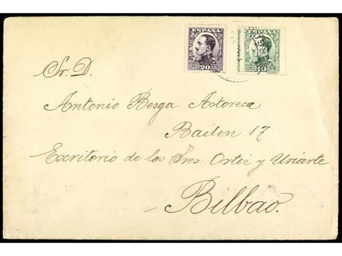 ✉ ESPAÑA. 1931. BURGOS a BILBAO. 10 cts. verde y 20 cts. lil