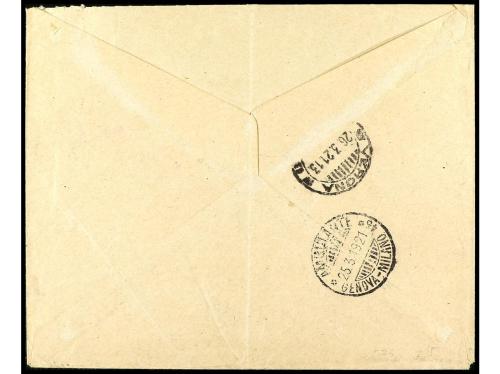 ✉ ESPAÑA. Ed. 307. 1921. BARCELONA a VERONA. 1 pta. carmín. 