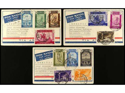 ✉ ESPAÑA. Ed. 711/25. 1936. MADRID a ALEMANIA. Serie complet