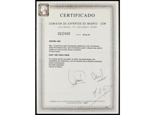 ✉ ESPAÑA. Ed. 1083 y 1083A/B. 1950. Serie de correo y aéreo 